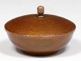 A.J. Ferreir Hammered Copper Covered Bowl c1930s