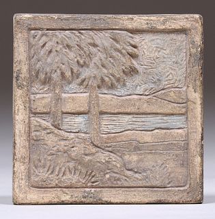 Claycraft Palm Trees Scenic Tile c1920s