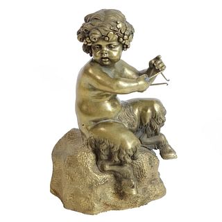 20th C. Bronze Sculpture of a Faun Boy
