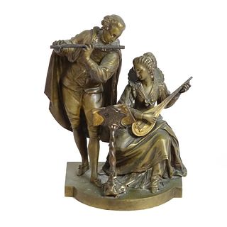 20th C. French Bronze Sculpture of Musicians