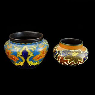 Two (2) Antique Gouda Pottery Vases