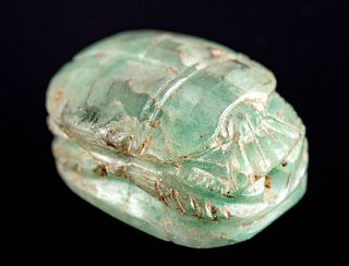 Egyptian Late Period Emerald Scarab Amulet