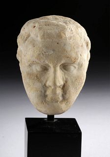Miniature Roman Marble Head of a Male Youth