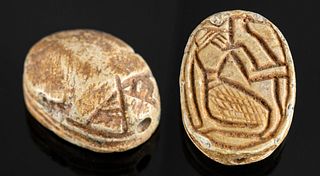 Egyptian Middle Kingdom Steatite Scarab Amulet w/ Hapi