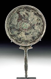 Roman Bronze Handled Mirror