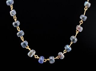 Roman Glass Beads Set w/ Gold Chain Necklace