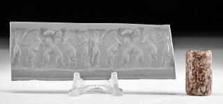 Akkadian Stone Cylinder Seal with Contest Scene