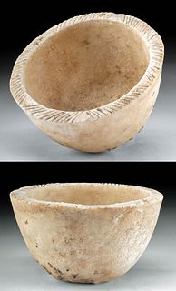 Ancient Bactrian Marble Bowl w/ Incised Rim