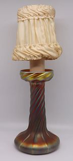 L.C. Tiffany Favrile Glass Candlestick Lamp.