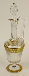 Saint Louis France Thistle Encrusted Gold Crystal Claret Wine Decanter
