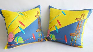 Two Ralph Lauren Silk "Polo" Pillows