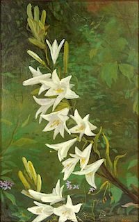 Probably Dmitri Zhilinsky, Russian (born 1927) Oil on  Masonite, "Garden Flowers"