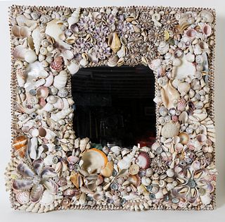 Outstanding One of a Kind Seashell Collage Framed Mirror