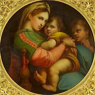 19/20th Century Oil on Canvas after Raphael’s Madonna della Sedia (1513-14)