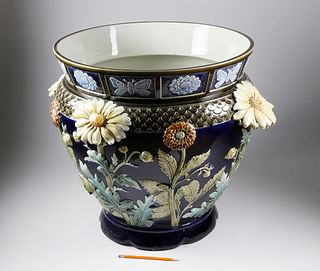 Hippolyte Boulanger & Cie Choisy-le-Roi Majolica Porcelain Jardinière, 19th Century