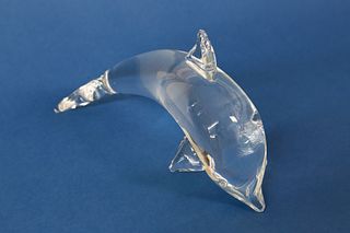 Steuben Clear Crystal Jumping Porpoise