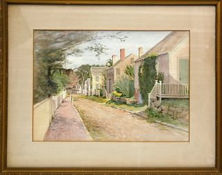 Jane Brewster Reid Watercolor View "Ash Lane, Nantucket"