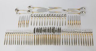 S. Kirk and Son Sterling Silver Flatware Service for 14 in the "Golden Selene" Pattern