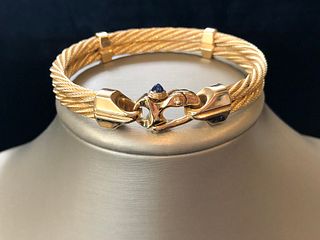 14k Yellow Gold Guy Beard Custom Designed Nautical Form Twisted Double Cable Bracelet