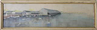 Hal Polin Oil on Canvas "Steamboat Wharf Nantucket, August 1973"