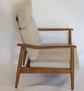 Midcentury High Back Chair with Cushions