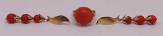 JEWELRY. 18kt Gold and Salmon Coral Jewelry.