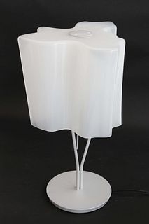 Contemporary Chrome Table Lamp with Shaped Frosted Shade