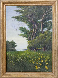 James Francis Barker Oil on Canvas "Hidden Forest Polpis Harbor"