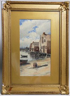 James Francis Barker Watercolor on Paper "North Wharf"