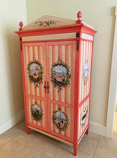 Hand Painted "Mermaids and Sailors" Two Door Armoire