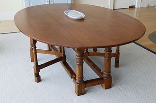 English Oak Oval Gate Leg Drop Leaf Dining Table