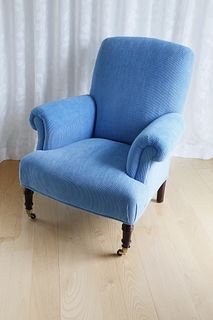 Ralph Lauren Blue Corduroy Upholstered Armchair