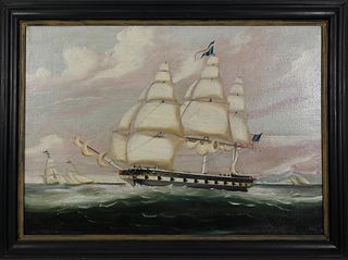Oil on Canvas "Portrait of an American Frigate"