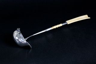 19th Century English Sterling Silver and Bone Mounted Ladle