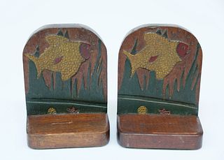 Pair of Carved and Polychromed Tropical Fish Bookends