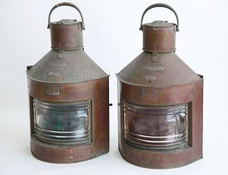 Pair of W.T. George & Co. LTD Copper Port & Starboard Ship's Lanterns