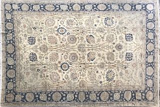 Hand Knotted Wool Blue and Creme Oriental Carpet