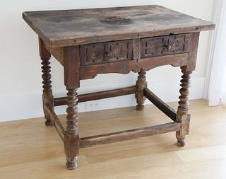 Spanish Colonial Two-Drawer Table, 17th Century