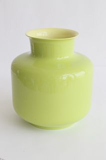 Lime Green Porcelain Jar with Yellow Glazed Interior