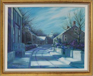 Marilyn Chamberlain Oil on Canvas "Union Street Snow - Nantucket"