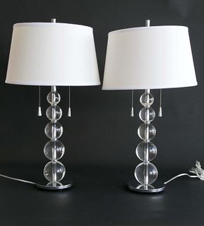 Pair of Contemporary Five-Glass Ball Table Lamps, Together with a Matching Floor Lamp