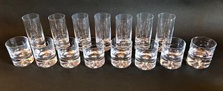 Set of Eight Crystal Old Fashions and Seven Highballs