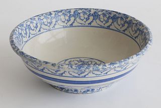 Antique Blue and White Spongeware Bowl
