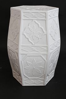 White Ceramic Hexagonal Garden Stool