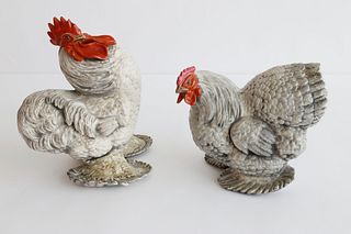 Pair of Composition Rooster and Hen