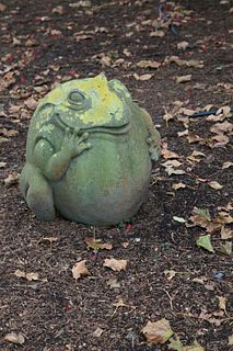 Green Patina Composition Garden Frog