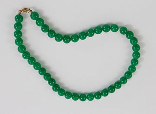 12mm Dyed Green Quartz Bead Necklace