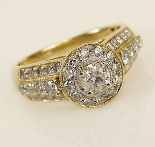 Approx. 1.0 Carat Diamond and 14 Karat Yellow Gold Engagement Ring