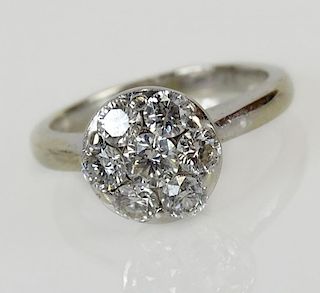 Lady's approx. 1.50 Carat Round Cut Diamond and 14 Karat White Gold Ring