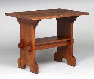 Early Gustav Stickley Bungalow Trestle Table c1900